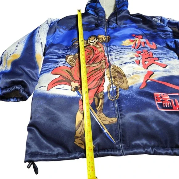 VTG Y2K Zam Urban Wear Anime Sherpa Fleece Lined Coat Jacket Mens XL Polyester